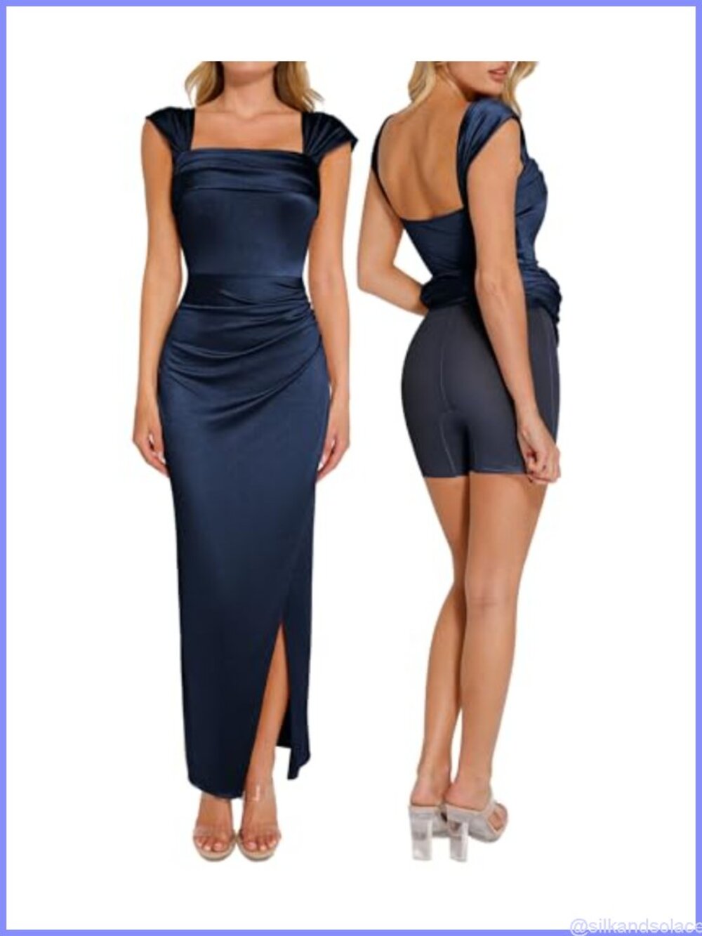 Off Shoulder Bodycon Maxi Dress with Built-in Shapewear, High Slit